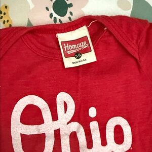 HOMAGE Red Script Ohio Infant Onesie